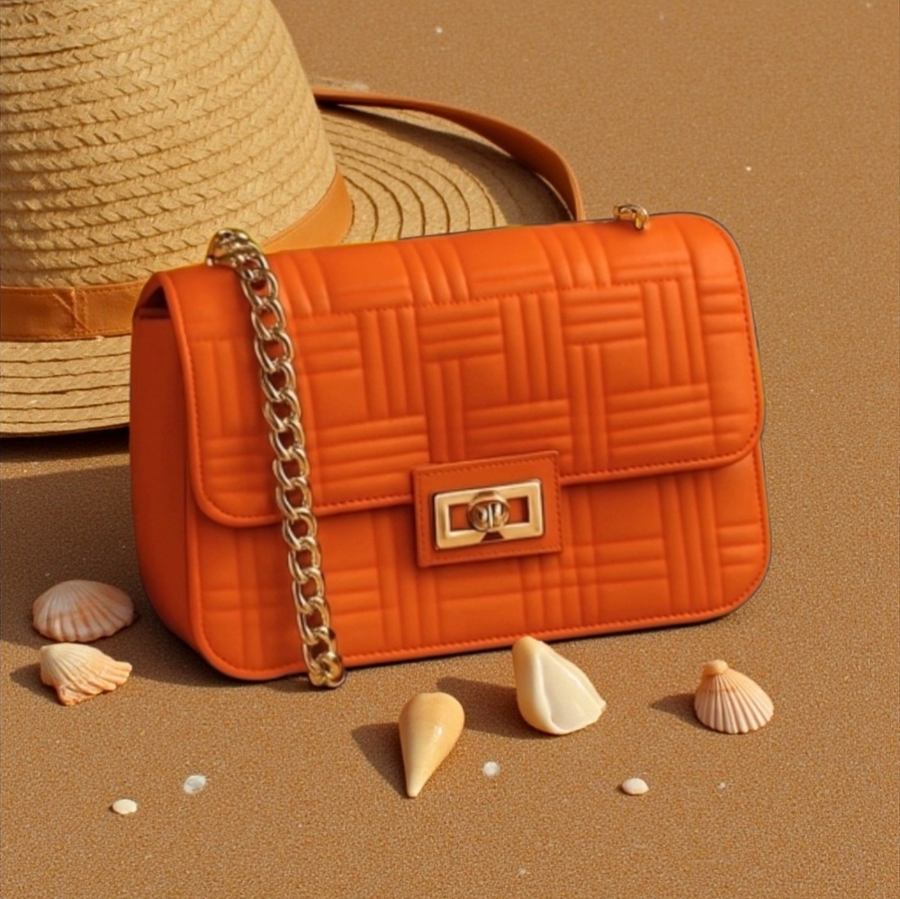 ZARA QUILTED CONVERTIBLE CHAIN CROSSBODY BAG BURNT ORANGE